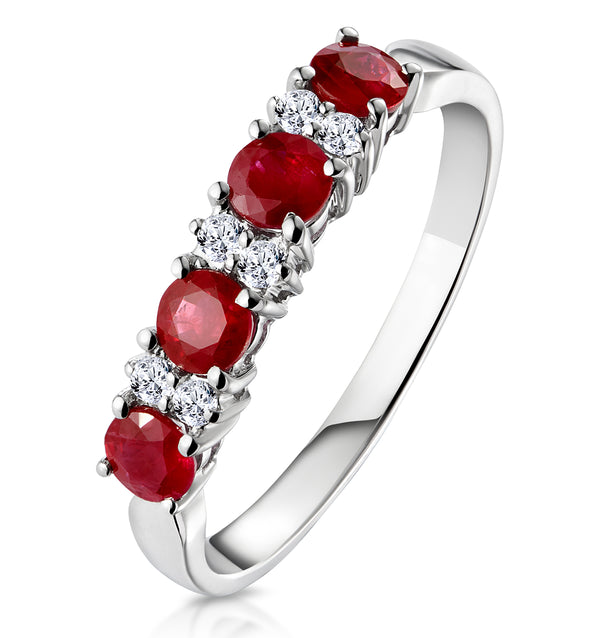 Ruby 0.66ct And Diamond 9K White Gold Ring